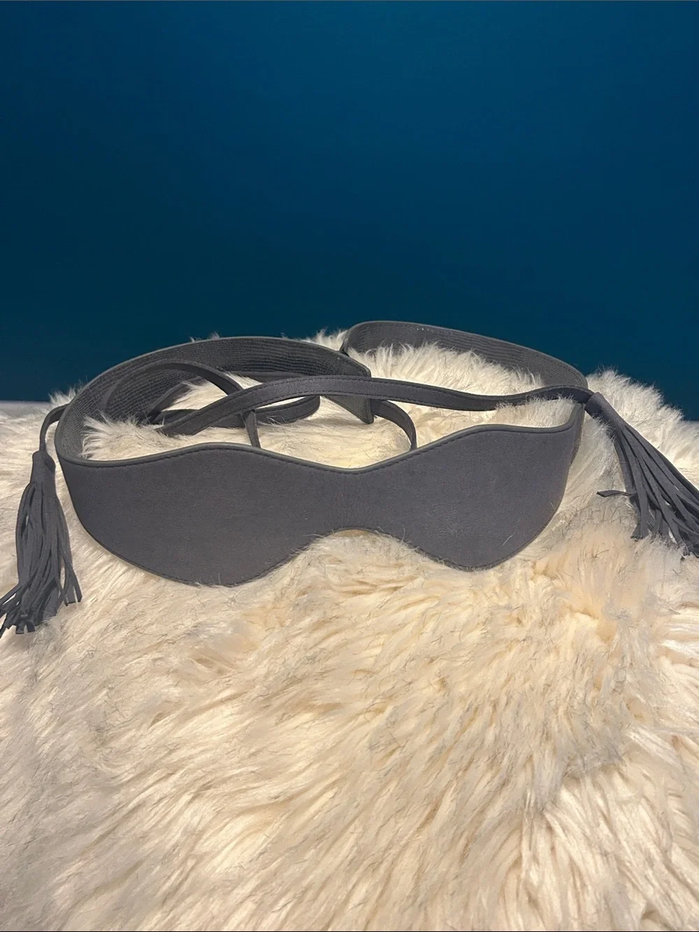 Women's Gray Suede Tassel Waist Belt